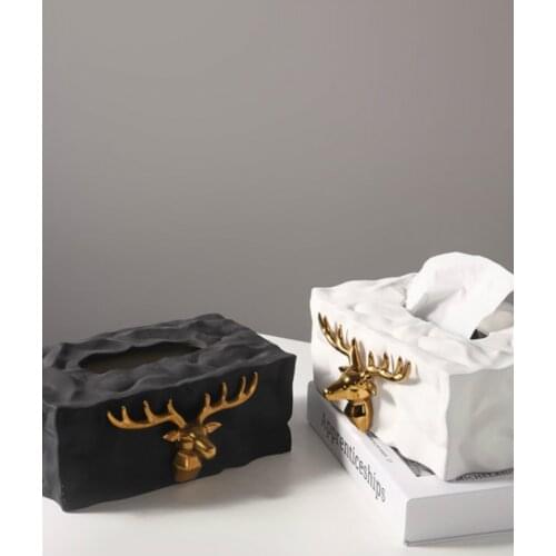 European Luxury Tissue Box Ceramics White Rectangle Tissue Box Modern Simple Servethouder Home Decoration Accessories AE50ZJ