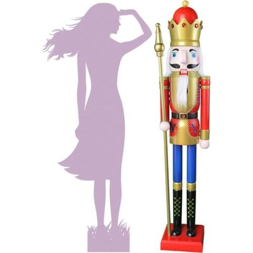 CDL 5feet/150cm/5ft/5foot Life sized large/Giant Red and Gold Christmas Wooden Nutcracker King & Soldier Ornament Doll K01