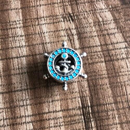 Paylor New 925 Sterling Silver Cute Blue Zircon Anchor Beads Fit Original Pandora Charms Bracelet DIY 925 Jewelry For Women