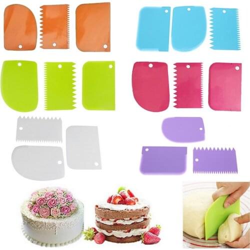3PCS/Lot Cream Scraper Irregular Teeth Edge DIY Scraper Cake Decorating Fondant Pastry Cutters Baking Spatulas Tools Molds