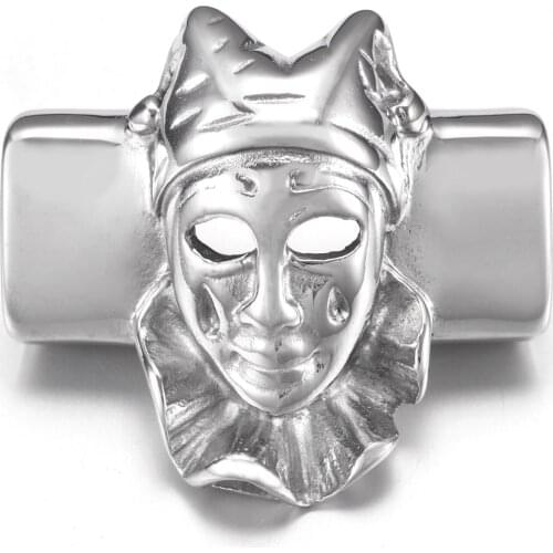 316L Stainless Steel Slider Beads Clown Polished 12x6mm Hole Bead Slide Charms Accessories for DIY Bracelet Jewelry Making