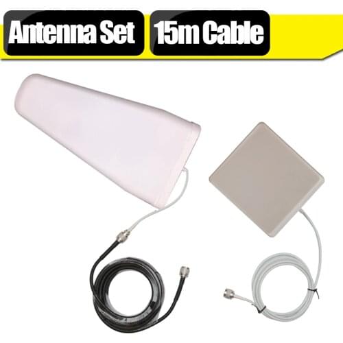2G 3G 4G LTE Signal Booster Antenna Set For Signal Repeater 11dBi Outdoor Antenna + 9dBi Panel Antenna +15 Meters Coaxial Cable