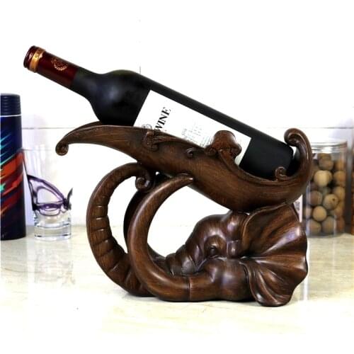 Vintage Elephant Wine Bottle Holder Decorative Polyresin Elephant Head Statue Wine Rest Barware Ornament Art and Craft Supplies