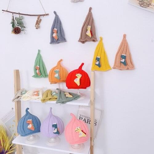 Handmade Cartoon Cute Dinosaur Doll Knitting Hats For Children Caps Cosplay Winter Beanie Hats Birthday Gift Gorras