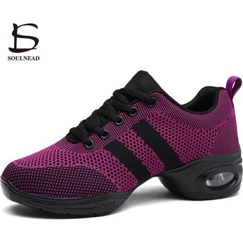 Mesh Women Dance Shoes Jazz Hip Hop Dance Shoes Outdoor Dancing Shoes Ladies Square Footwear Size 34-40 Womans Sneakers