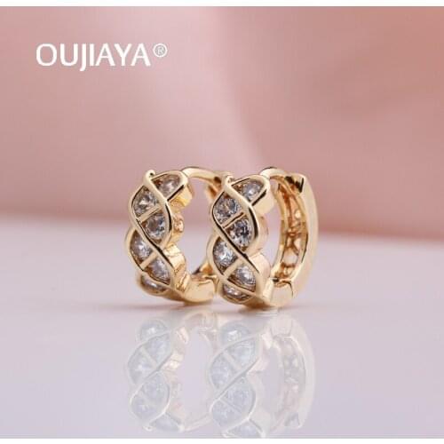 OUJIAYA Classic Crystal Women Dangle Earrings gold white Natural Zircon Simple Earrings Fashion Earrings For Women Statement A75