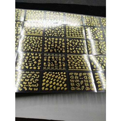 30 Pcs Gold- Nail Stickers 3D Nail Art Sticker Decal Seal Decal Bow/Heart /Lace adhesive-Self Nail Sticker 3D Nail Art Sticker