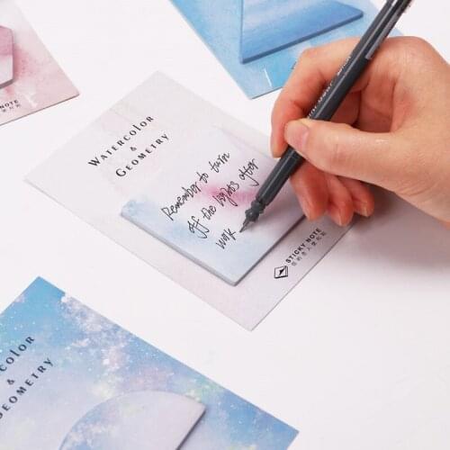 1 PCS Kawaii Fantastic Watercolor Geometric Memo Pad Triangle Hexagon Memorandum Notebook Decorative Memo Pads