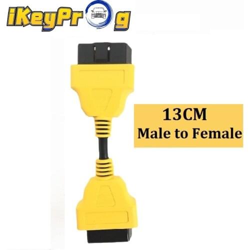 Male to Female 13CM OBD2 16 PIN Extension Cable Compatible 16PIN OBD Yellow Adapter For ELM327 OBDII Extend Connector
