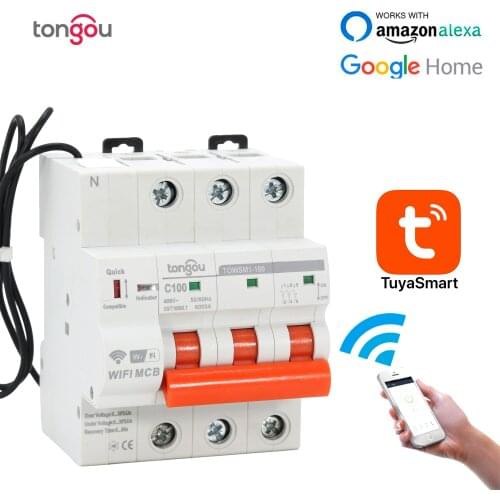 3P WIFI Circuit Breaker Timer Remote Control with Overload and Overvoltage/Undervoltage Protection Intelligent Wireless Switch