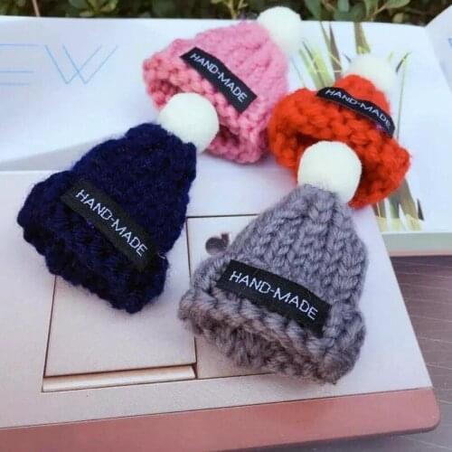 5Pc Knitting Mini Pompon Hats DIY Craft Supplie Headwear Brooch Crochet Toys Decor Dolls Jewelry Accessory Small Caps Components