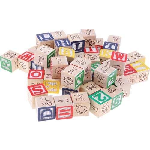 50 Pcs Wooden ABC Alphabet Numbers Blocks Stacking Kids/Children Early Learning Toy Educational
