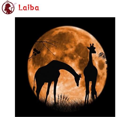Diamond Mosaic Moon giraffe round drill Cross Stitch Diamond Embroidery Rhinestone Art Painting Full Square Decor For Home