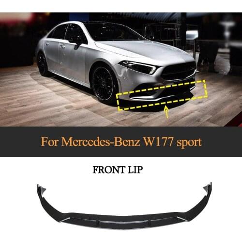 Car Front Bumper Lip Spoiler For Mercedes-Benz A Class W177 Sport A180 A200 A45 AMG 2019 3PCS/SET PP Gloss Black