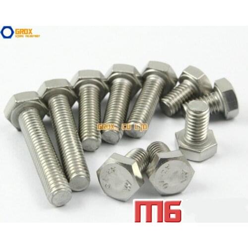 M6 304 Stainless Steel Hexagon Head Set Screw Fully Threaded Bolt