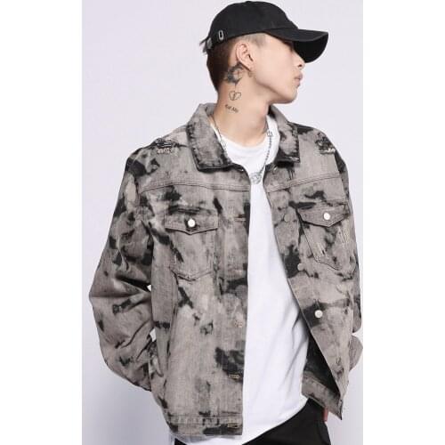 Denim Jacket Men Hole Retro Motorcyle Basic Coat Streetwear Hip Hop Bomber Jacket Cowboy Mens Jean Jacket Chaqueta Hombre