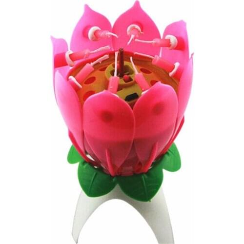 Hot Birthday Party Music Sparkle 3pcs beautiful music lotus flower candles
