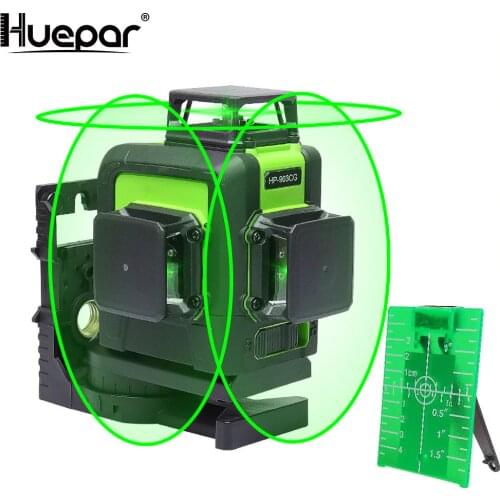 Huepar 903CG 12 Lines 3D Cross Line Laser Level Green Laser Beam Line Self-Leveling 360 Vertical Horizontal Cross Laser Level