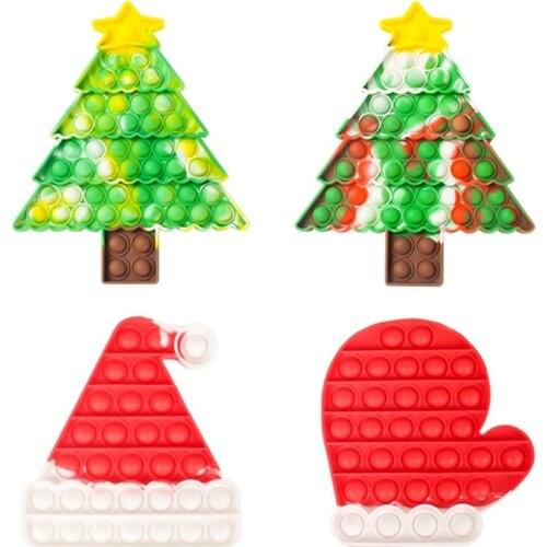 Fidget Toys Squishy Sensory Antistress Relief Fidget Toys Christmas Series Push Bubble Sensory Toys Christmas Hat Xmas Tree