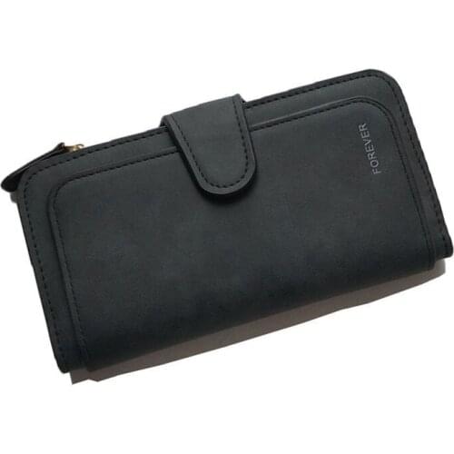 2020 classic PU leather women long purse 3 folder suede wallets