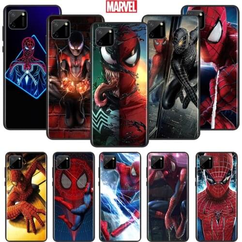 Cool Marvel Spider Man For OPPO Realme 2 3 3i 5 5S 5i 6 6S 6i 7 7i Narzo 10 20 Pro Global Silicone Soft TPU Black Phone Case