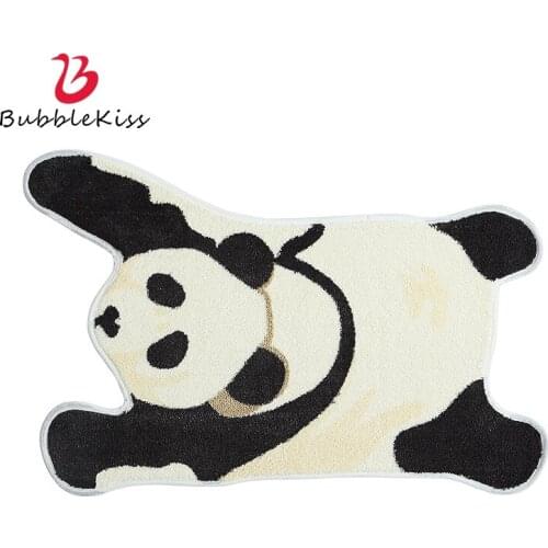 Bubble Kiss New Panda Shape Flocking Home Floor Mat Carpet Bathroom Door Absorbent Non-Slip Mat Carpet Soft Bedroom Bedside Rug