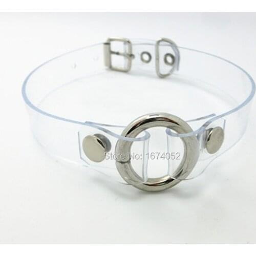 Fashion Jewelry O Round Necklace, Clear PVC Transparent Leather Metal Vinyl Choker, Punk Goth Handmade Collar Necklace
