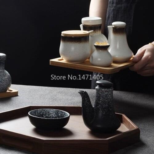 Japanese Style Kitchen Soy Sauce Vinegar Pot Restaurant Seasoning Bottle Ceramic Household Small Oil Pot Hotel Soy Sauce Bottle