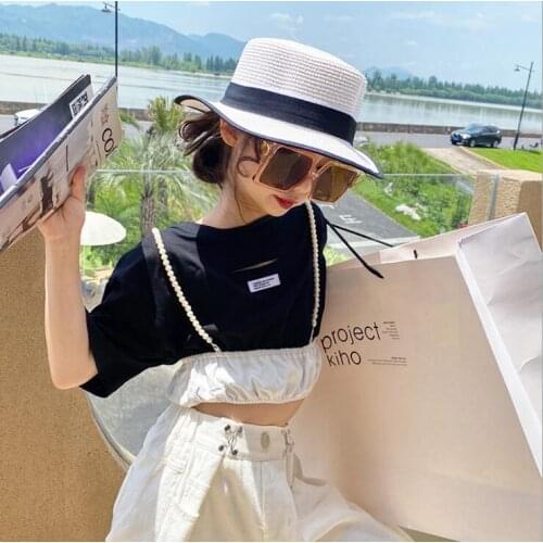 2021 hot sale girls patchwork t-shirt summer beading cotton fashion girls top 6-12t B420