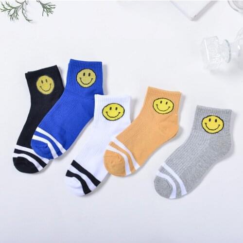 Hot Selling Comfortable Smile Face Women Socks Stripe Cotton Soft socks Multicolor Low Cut Ankle Casual Hosiery Calcetines