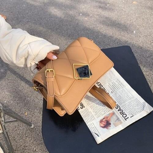 Lingge Embroidery Thread PU Leather Designer New Fashion Crossbody Shoulder Handbags 2021 Female Luxury Trend Small Bags