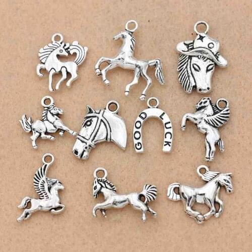 Mix Tibetan Silver Plated Horse Pegasus Charms Pendants for Bracelet Necklace Jewelry Accessories Making Diy Handmade Crafts