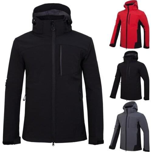 Winter Hiking Softshell Jacket Men Autumn Outdoor Sports Camping Trekking Skiing Coats Hooded Climbing Waterproof Fleece Jackets