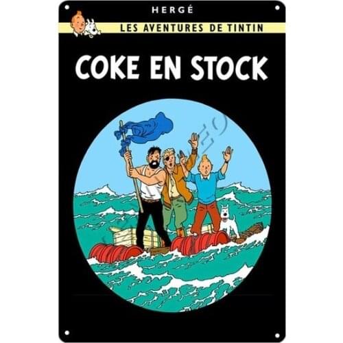 Tintin Catoon Movie Tin Sign Metal Plate Vintage Wall Art Poster Iron Painting Bar Coffee Kids Room Wall Craft Home Decor WY66