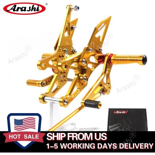 Arashi For YAMAHA YZF R1 2007 2008 07-08 CNC Adjustable Footrest Foot Pegs Rider Rear Sets Rearset Footrest YZF-R1 Gold