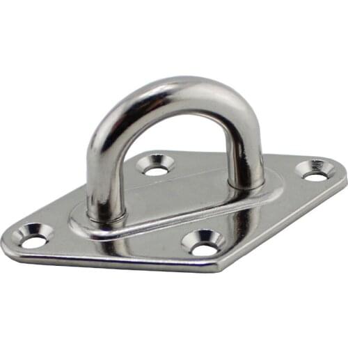 Heavy Duty Stainless Steel Pad Eye Plates 5mm 6mm 8mm Square Base Staple Mooring Fitting for Marine Boat Sailboat