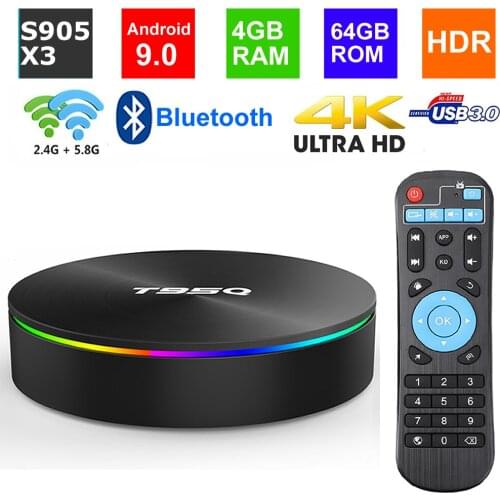 Android 9.0 Smart TV BOX T95Q Amlogic S905X2 Quad core 4GB RAM 64G ROM 2.4G/5G Dual WIFI USB3.0 BT4.1 3D 4K HDR Media Player