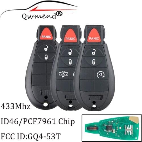 GQ4-53T Remote Car Key for Dodge RAM 1500 2500 3500 4500 for Dodge Key 433Mhz PCF7961A Chip 2+1/ 3+1 /4+1 Buttons