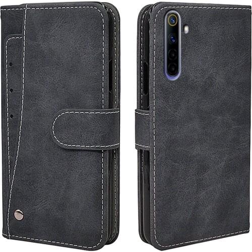 Luxury Flip Leather Case For OPPO Realme 6 Pro Case Vintage Wallet TPU Silicone Business Phone Cover Coque Card Solts