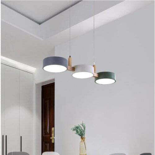 Modern Pendant Lights Led Nordic Wood Lighting Fixture Hanging Kitchen Dining Living Bedroom Round Suspension Home Decor Lamps