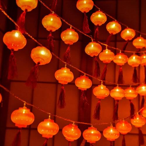 2M 10 LED Traditional Red Lantern USB & Battery Powered Operated String Light Party Supplies Chinese New Year Decor Night Lights