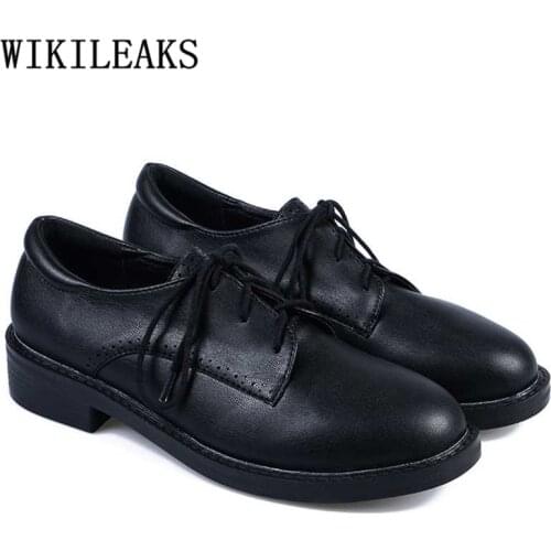 Oxford Shoes For Women Black Leather Shoes Women Fashion Korean Style Women Comfortable Shoes Creepers Chaussures Femme Ayakkabi