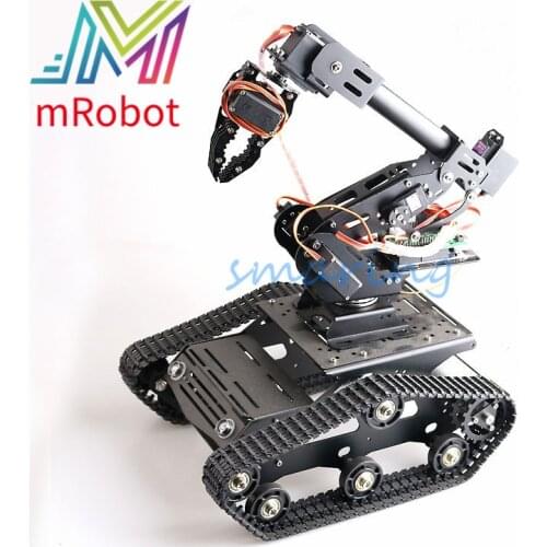Wifi/Bluetooth/Handle Control Metal Robot 8-Axis Robotic Arm with Gripper +TP100 Tank Chassis Kit Servos for Arduino