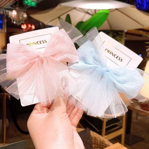 Baby Girl Beautiful Colorful Imitation Pearl Yarn Bow Hair Clip Children Fashion Hairpins Kids Hair Accessories