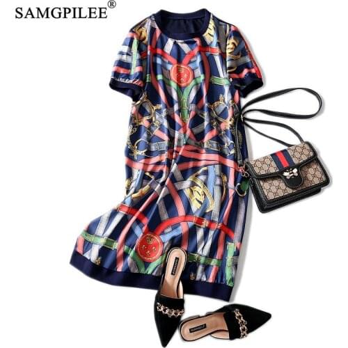 Women Summer Casual Dresses 2020 A-line Print Women Clothing Short Sleeve Knee-length Empire O-neck Women Summer Dress 3xl