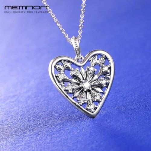 Memnon Christmas gift link chain Necklaces for Women 925 sterling silver Heart of Winter pendant necklace Fine Jewelry NC0925
