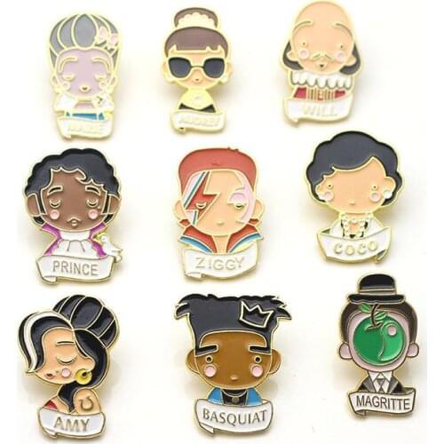 Celebrity Audrey Hepburn Shakespeare brooch and Enamel Pins Coco Amy Portrait Lapel Pins Badges