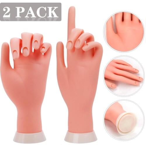 1/2Pcs Nail Training Hand Bendable Table Mount Soft Manicure Practice Model Salon Fake Equipment Flexible UV Gel Display Tool