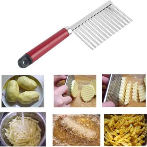 1pcs New Potato Knife Stainless Steel Potato Chip Dough Vegetable Crinkle Wavy Cutter High Quality Slicer Fruits Knife Food