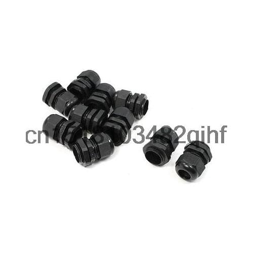 10 Pcs PG13.5 Black Plastic 6mm to 12mm Diameter Cable Gland Fixing Connector